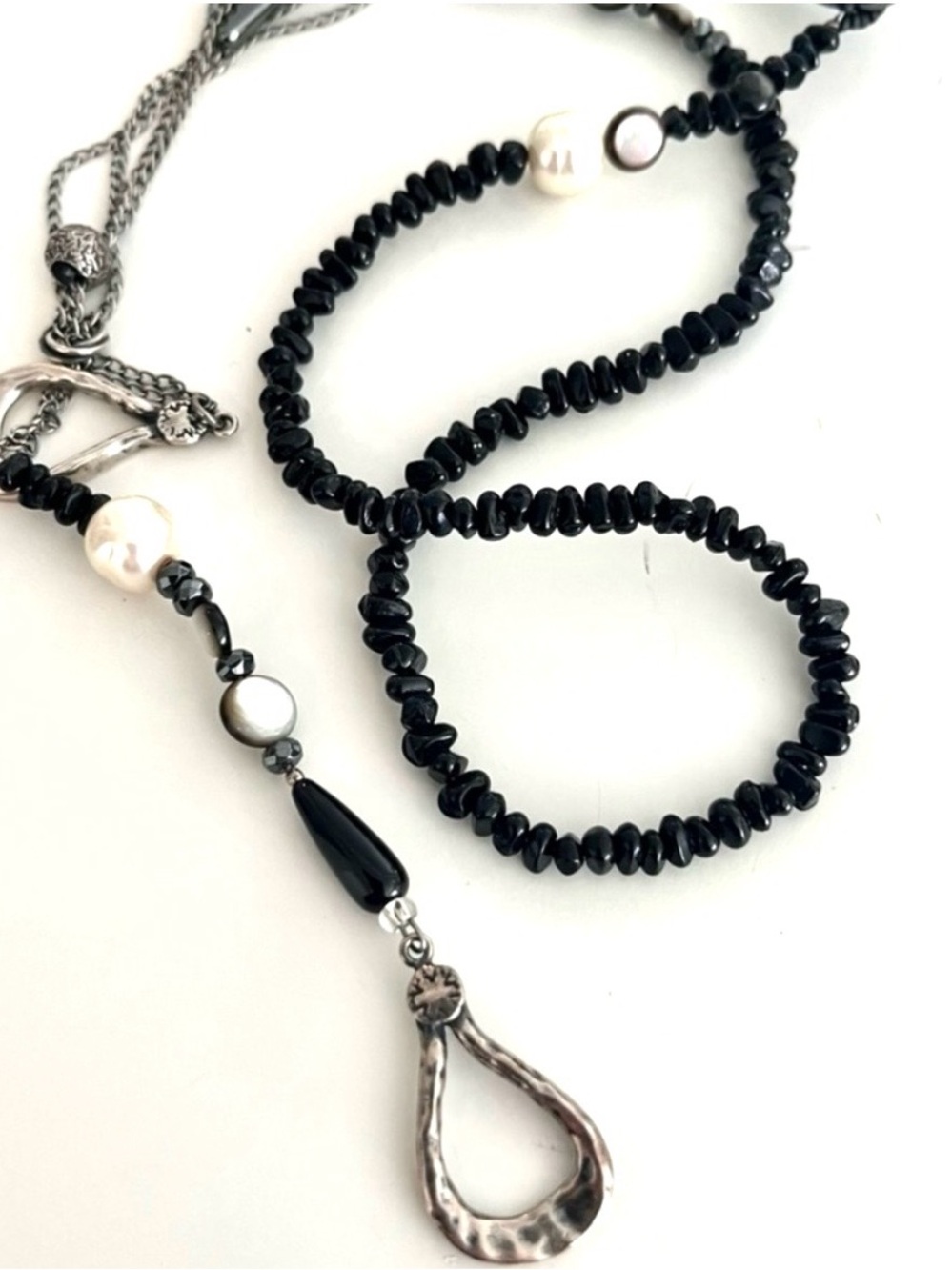 Silpada Pearl and Hematite Lariat Necklace